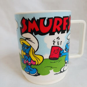 Vintage Smurfs Smurfette 80s Cartoon Mug Cup USA